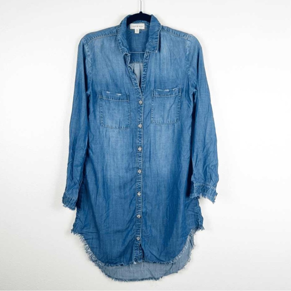 Anthropologie | Cloth & Stone Raw Hem Chambray Shirt Dress